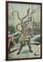 Diver Attacked by an Octopus-French School-Framed Giclee Print