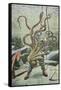 Diver Attacked by an Octopus-French School-Framed Stretched Canvas