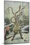 Diver Attacked by an Octopus-French School-Mounted Premium Giclee Print