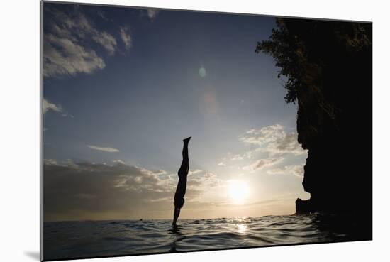 Diver Entering Sea at Pirate's Cave-Paul Souders-Mounted Photographic Print