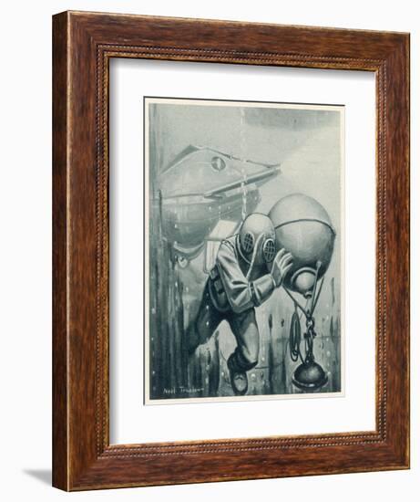 Diver from a "Simon Lake" Submarine Placing a Mine in Channels Used by Enemy Ship 2 of 2-Neal Truslow-Framed Art Print