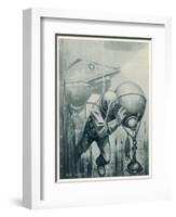 Diver from a "Simon Lake" Submarine Placing a Mine in Channels Used by Enemy Ship 2 of 2-Neal Truslow-Framed Art Print