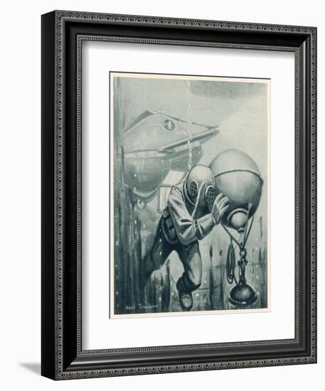 Diver from a "Simon Lake" Submarine Placing a Mine in Channels Used by Enemy Ship 2 of 2-Neal Truslow-Framed Art Print