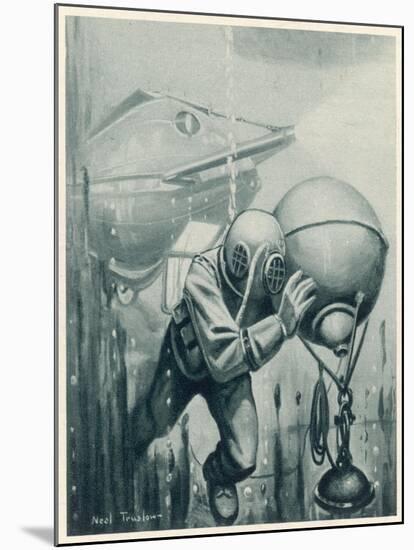 Diver from a "Simon Lake" Submarine Placing a Mine in Channels Used by Enemy Ship 2 of 2-Neal Truslow-Mounted Art Print