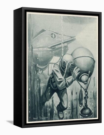 Diver from a "Simon Lake" Submarine Placing a Mine in Channels Used by Enemy Ship 2 of 2-Neal Truslow-Framed Stretched Canvas