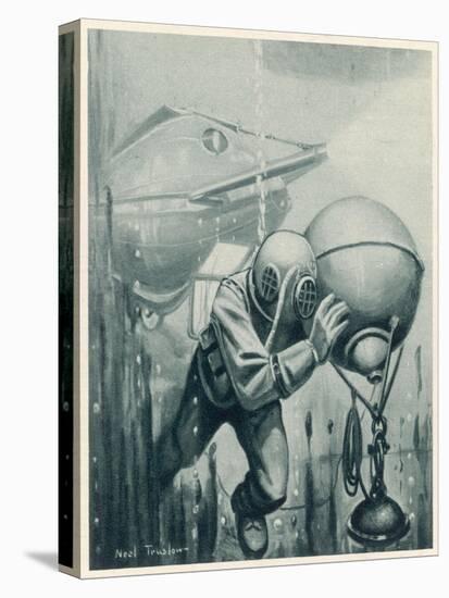 Diver from a "Simon Lake" Submarine Placing a Mine in Channels Used by Enemy Ship 2 of 2-Neal Truslow-Stretched Canvas