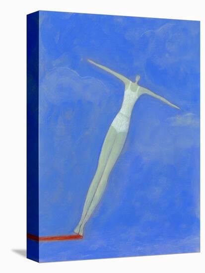 Diver on Springboard-Marie Bertrand-Stretched Canvas