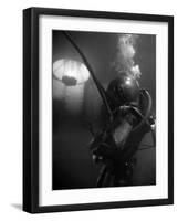 Diver Wearing Deep Sea Diving Suit in the Water-null-Framed Photographic Print