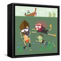 Divers Snorkeling in the Sea Thailand-Sajja-Framed Stretched Canvas