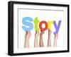 Diverse Hands Holding the Word Story-Rawpixel-Framed Photographic Print