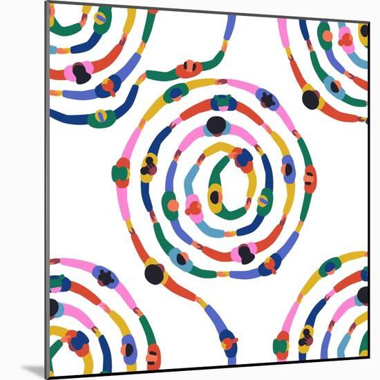 Diverse People round Circle Seamless Pattern-cienpies-Mounted Photographic Print