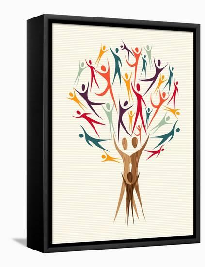 Diversity People Tree-cienpies-Framed Stretched Canvas