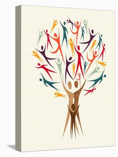 Diversity People Tree-cienpies-Stretched Canvas