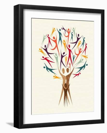 Diversity People Tree-cienpies-Framed Art Print