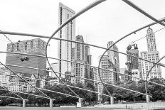 Architecture of Chicago, Jay Pritzker Pavilion and Skyline, Monochrome-DiversityStudio-Photographic Print