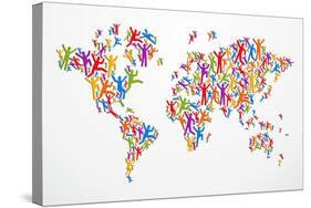 Diverstiy People World Map-cienpies-Stretched Canvas