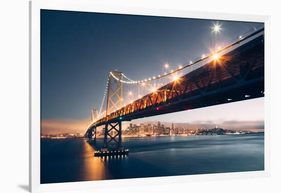 Divine Blue Cityscape, San Francisco Bay Bridge at Night-Vincent James-Framed Photographic Print