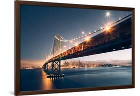 Divine Blue Cityscape, San Francisco Bay Bridge at Night-Vincent James-Framed Photographic Print