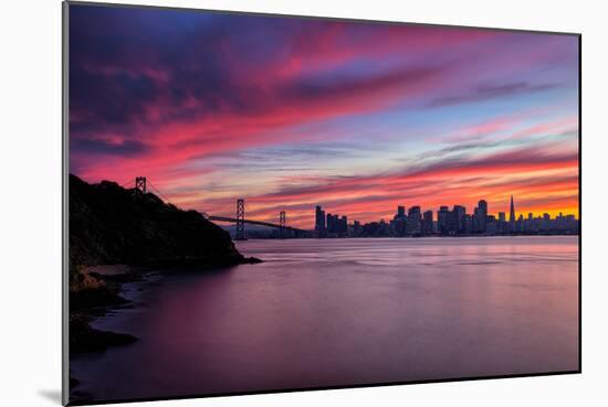 Divine Deep Sunset at Bay Bridge, San Francisco Bay Area-Vincent James-Mounted Premium Photographic Print