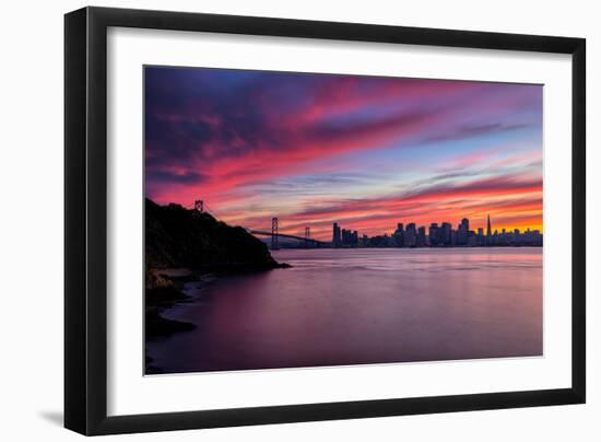 Divine Deep Sunset at Bay Bridge, San Francisco Bay Area-Vincent James-Framed Photographic Print