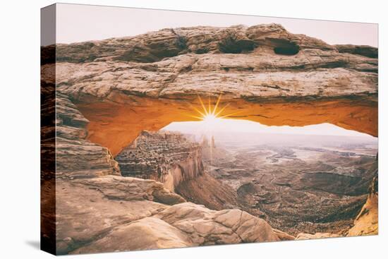 Divine Morning Star at Mesa Arch, Moab, Utah, Canyonlands-Vincent James-Stretched Canvas