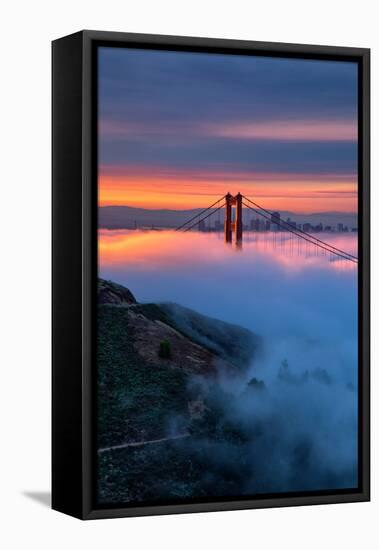 Divine Sunrise Light and Fog, Golden Gate Bridge, San Francisco-Vincent James-Framed Stretched Canvas