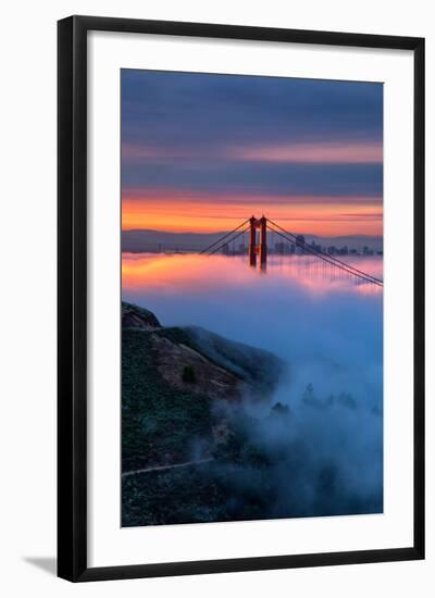 Divine Sunrise Light and Fog, Golden Gate Bridge, San Francisco-Vincent James-Framed Photographic Print