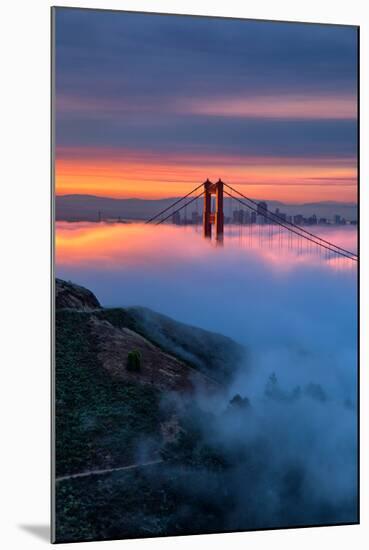 Divine Sunrise Light and Fog, Golden Gate Bridge, San Francisco-Vincent James-Mounted Photographic Print