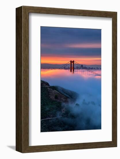 Divine Sunrise Light and Fog, Golden Gate Bridge, San Francisco-Vincent James-Framed Photographic Print