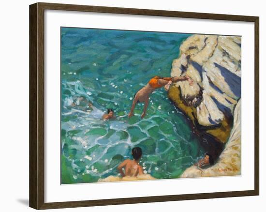 Diving and Swimming,,Skiathos. 2016-Andrew Macara-Framed Giclee Print