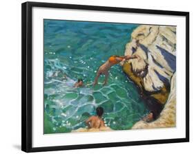 Diving and Swimming,,Skiathos. 2016-Andrew Macara-Framed Giclee Print