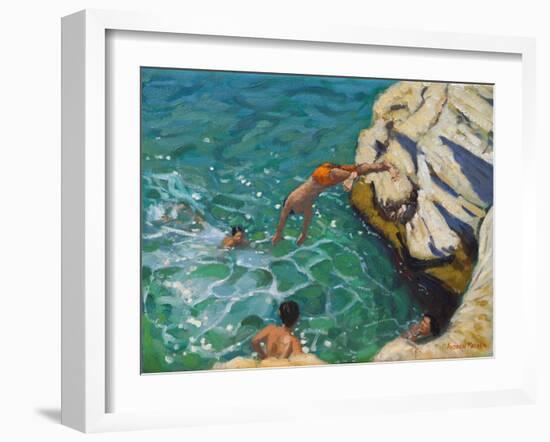 Diving and Swimming,,Skiathos. 2016-Andrew Macara-Framed Giclee Print