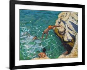 Diving and Swimming,,Skiathos. 2016-Andrew Macara-Framed Giclee Print