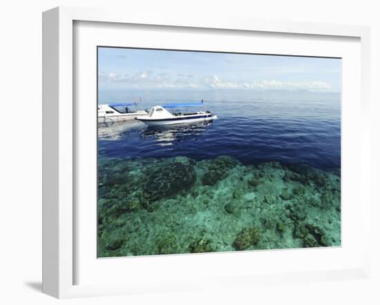 Diving Boat, Sipadan, Semporna Archipelago, Borneo, Malaysia-Anthony Asael-Framed Premium Photographic Print