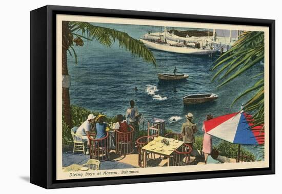 Diving Boys at Nassau, Bahamas-null-Framed Stretched Canvas