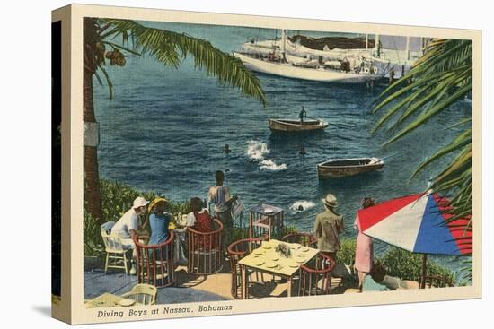 Diving Boys at Nassau, Bahamas-null-Stretched Canvas