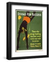 Diving for Success-null-Framed Premium Giclee Print