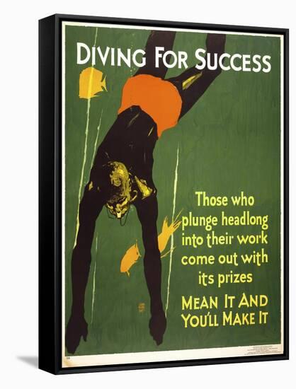 Diving for Success-null-Framed Stretched Canvas
