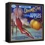 Diving Girl Brand Apple Label, Watsonville, California-Lantern Press-Framed Stretched Canvas