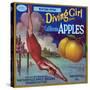 Diving Girl Brand Apple Label, Watsonville, California-Lantern Press-Stretched Canvas