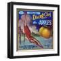 Diving Girl Brand Apple Label, Watsonville, California-Lantern Press-Framed Art Print