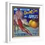 Diving Girl Brand Apple Label, Watsonville, California-Lantern Press-Framed Art Print