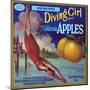 Diving Girl Brand Apple Label, Watsonville, California-Lantern Press-Mounted Art Print