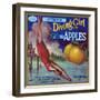 Diving Girl Brand Apple Label, Watsonville, California-Lantern Press-Framed Art Print