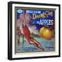 Diving Girl Brand Apple Label, Watsonville, California-Lantern Press-Framed Art Print