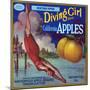 Diving Girl Brand Apple Label, Watsonville, California-Lantern Press-Mounted Art Print