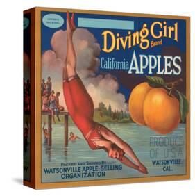 Diving Girl Brand California Apples-null-Stretched Canvas