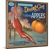 Diving Girl Brand California Apples-null-Mounted Art Print