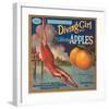 Diving Girl Brand California Apples-null-Framed Art Print