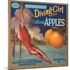 Diving Girl Brand California Apples-null-Mounted Art Print